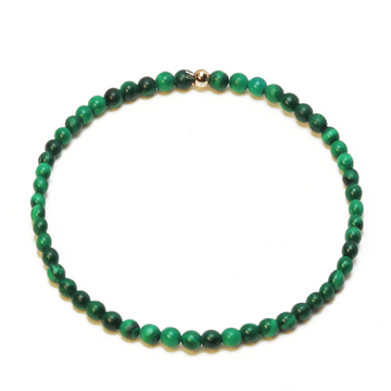 3mm malachite bracelet with golden bead charm for healing and transformation