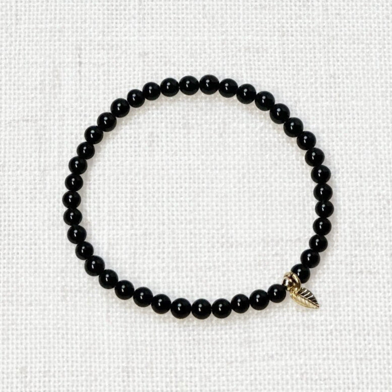 Minimalist Black Onyx beaded bracelet with grounding energy