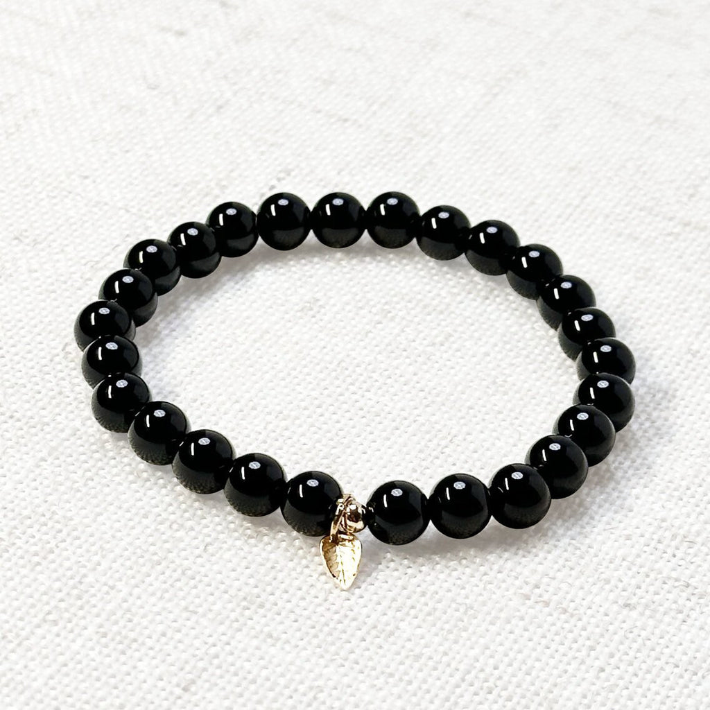 Natural Black Onyx crystal bracelet for strength and protection