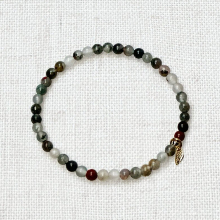 Dark green Bloodstone crystal bracelet for vitality and courage
