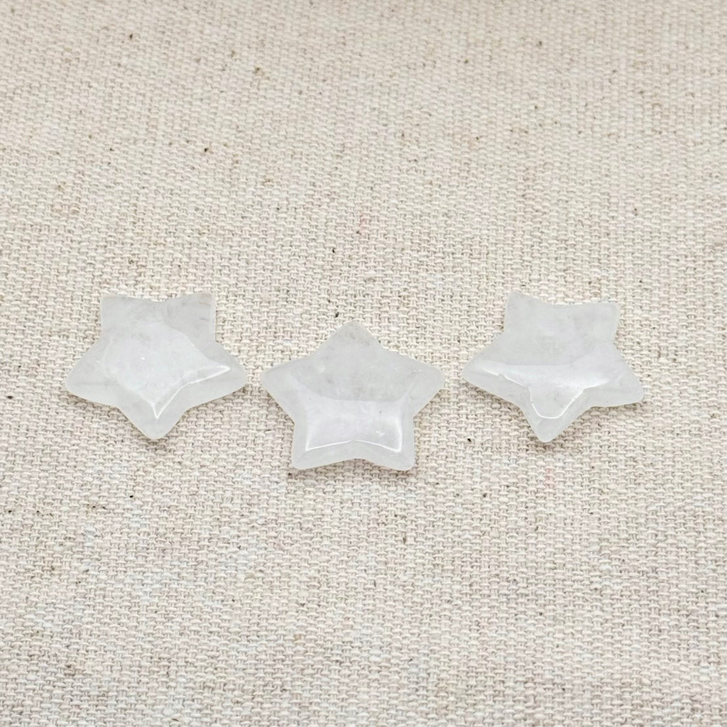 Mini star-shaped Clear Quartz worry stone for clarity, focus, and emotional balance