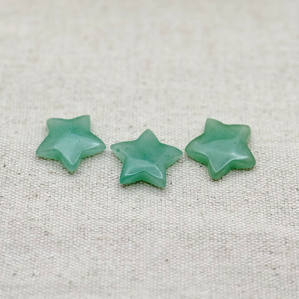 Mini star-shaped Green Aventurine worry stone for luck, confidence, and emotional balance