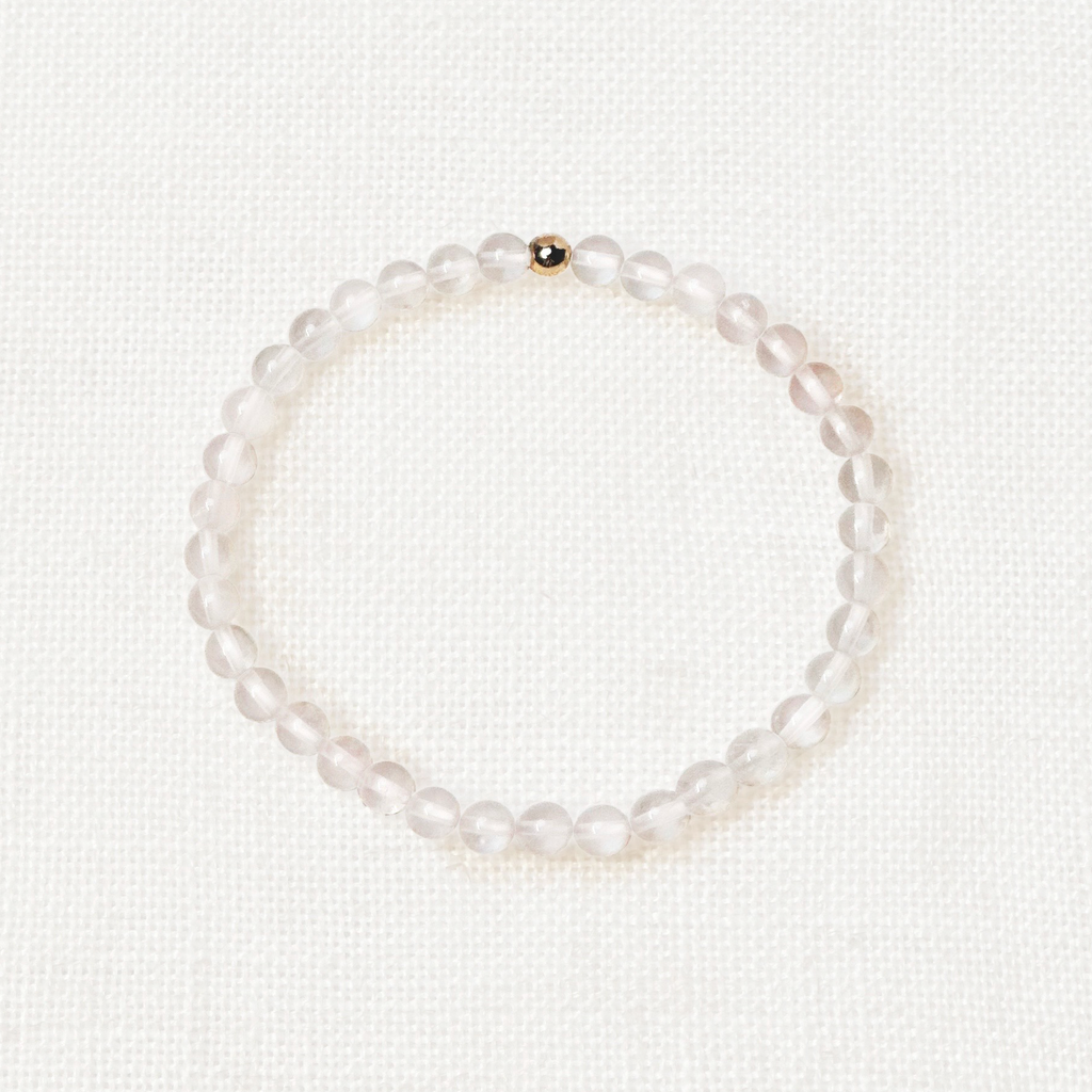 Rose quartz bracelet with 4mm pink beads and golden bead charm